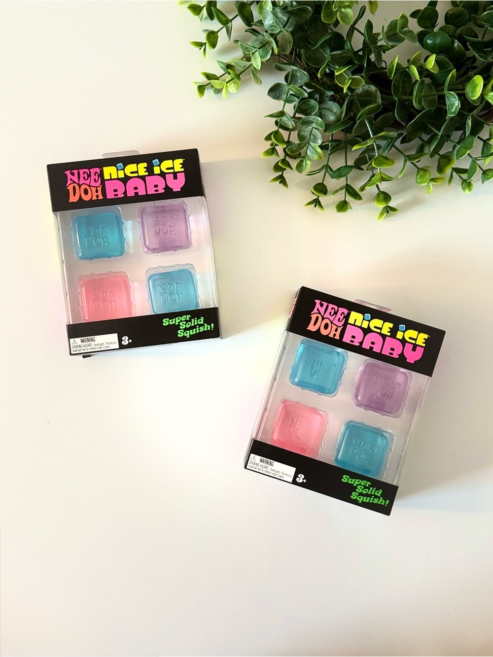 NWT ⭐️ 2pc set NEE DOH NICE ICE BABY 4 PACK Super Solid Squish Mini Fidget Toys